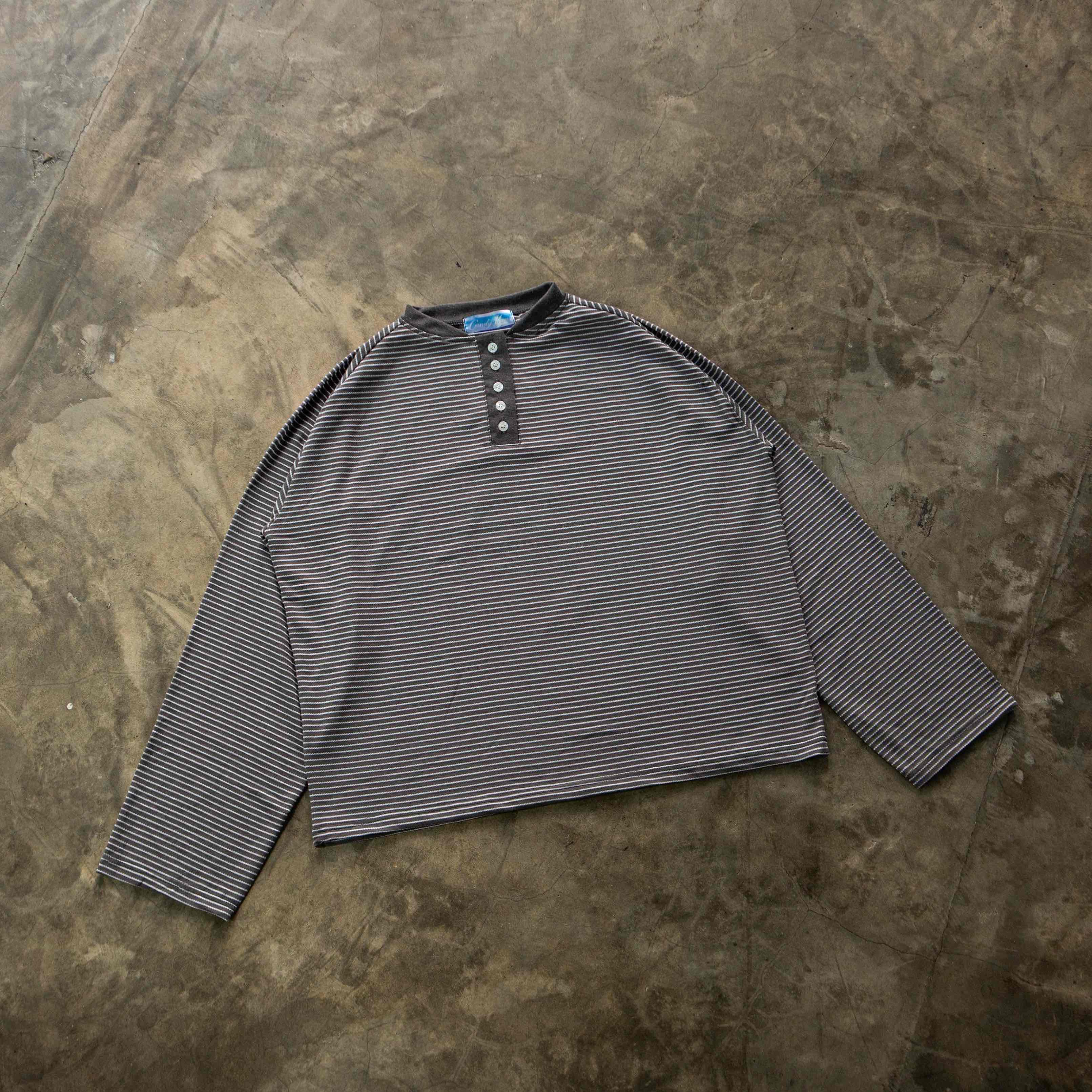 Candy Man PINTSTRIPE HENLEY LONGSLEEVE .