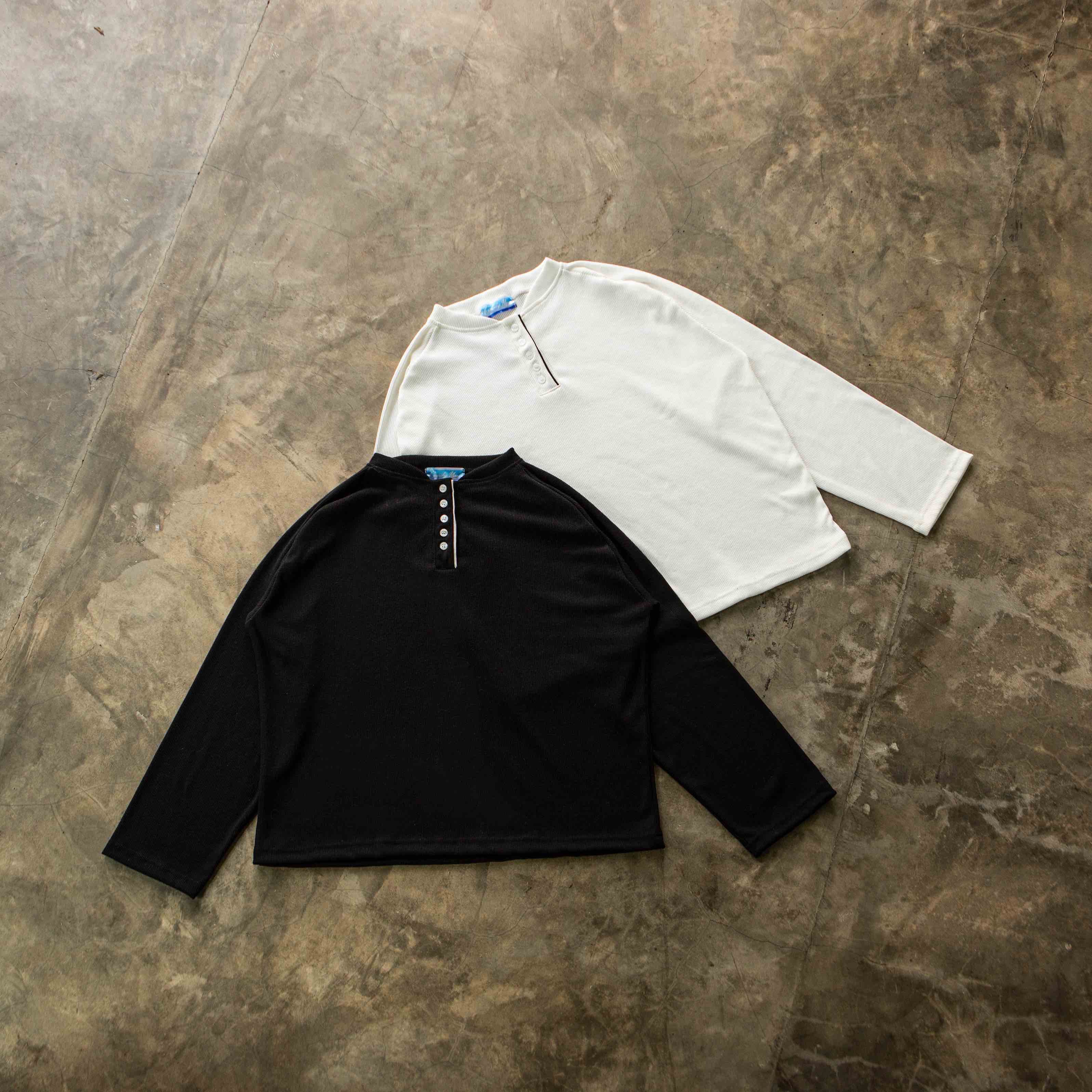 Candy Man WHITE HENLEY LONG SLEEVE .