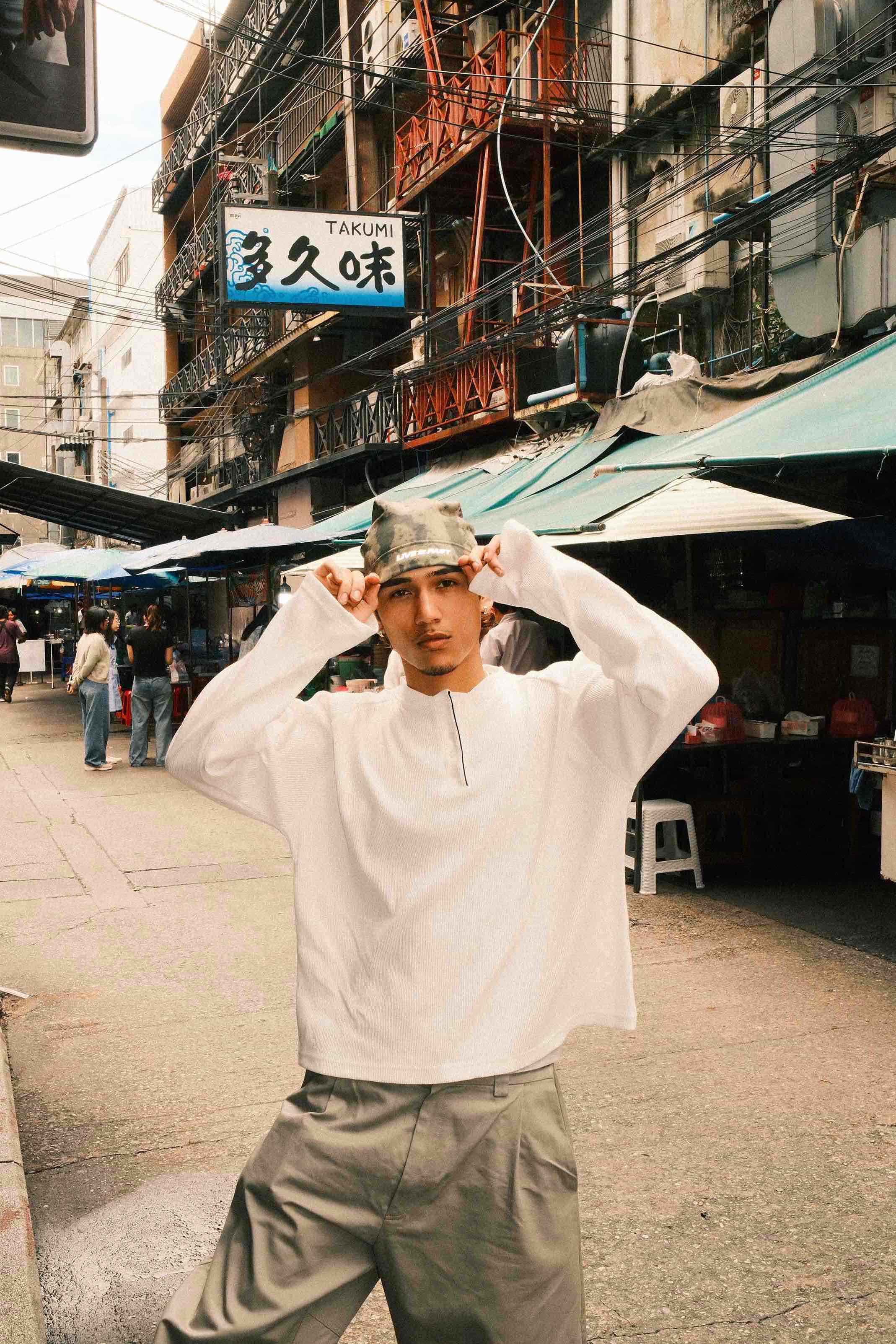 Candy Man WHITE HENLEY LONG SLEEVE