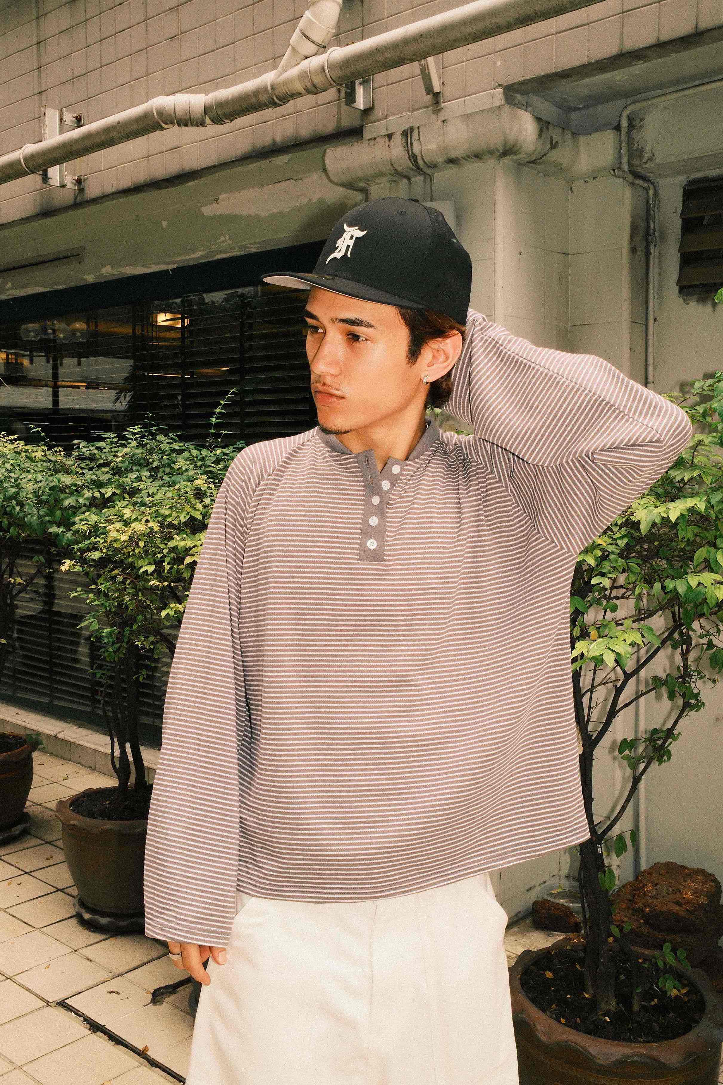 Candy Man PINTSTRIPE HENLEY LONGSLEEVE