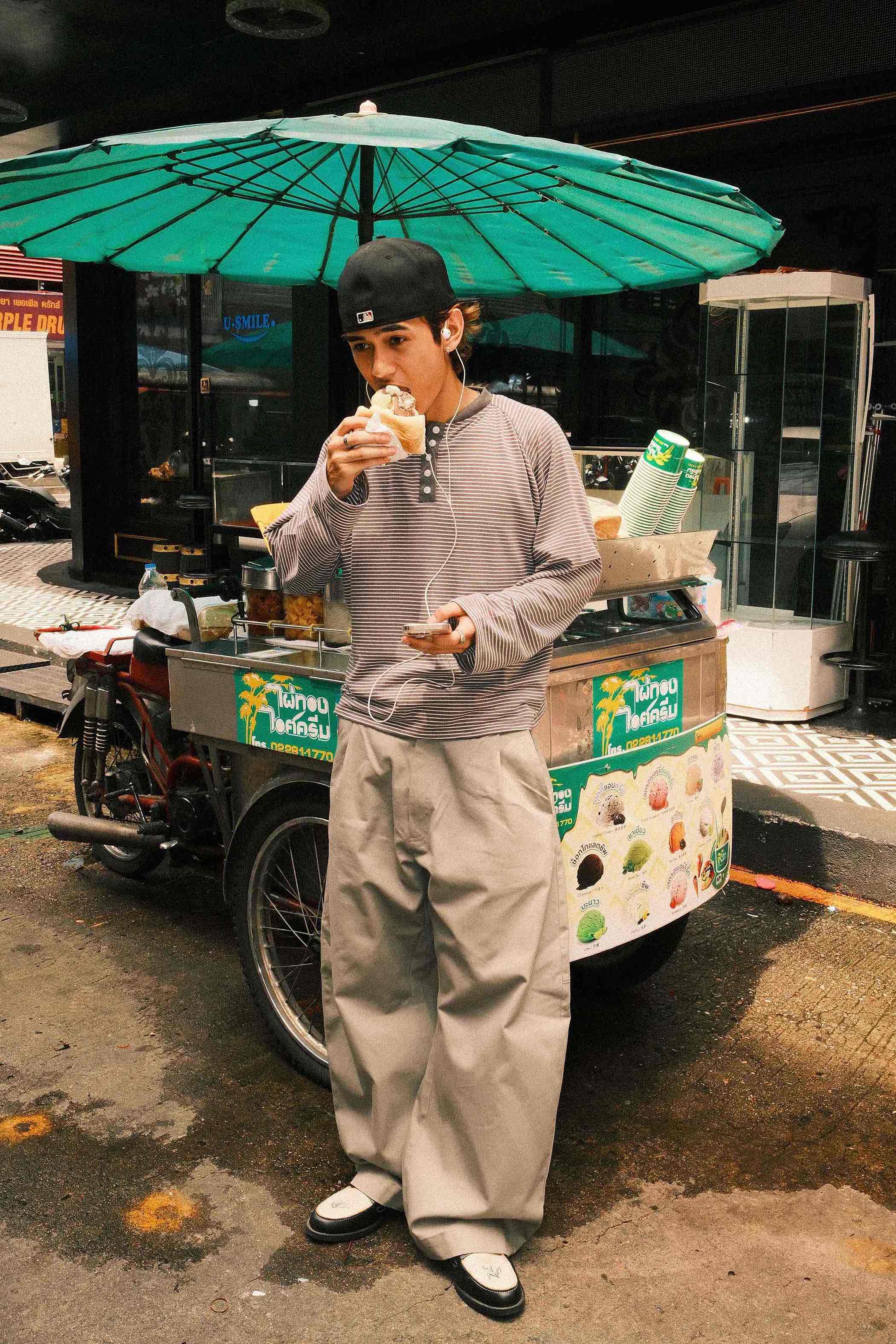 Candy Man PINTSTRIPE HENLEY LONGSLEEVE